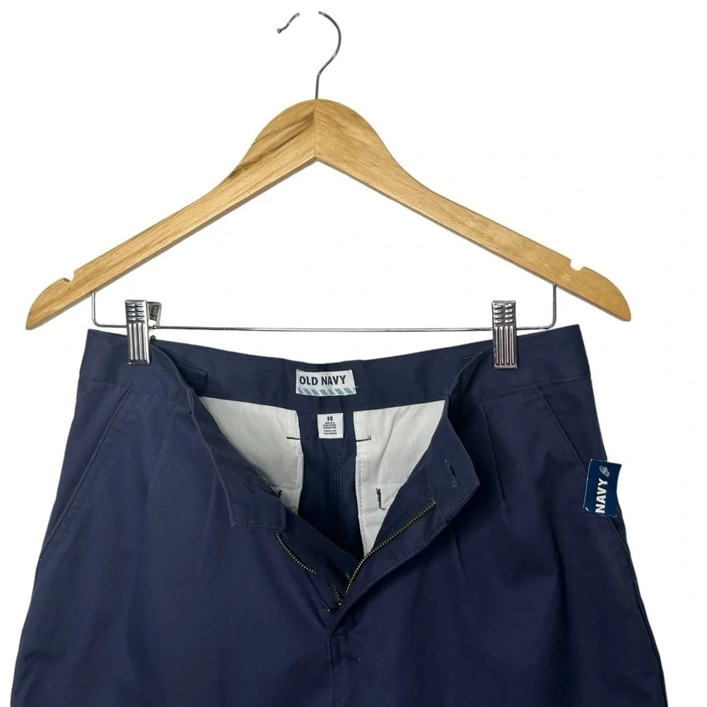 Old Navy Boys Navy Blue Built-In Flex Twill Straight Uniform School Shorts Sz 14